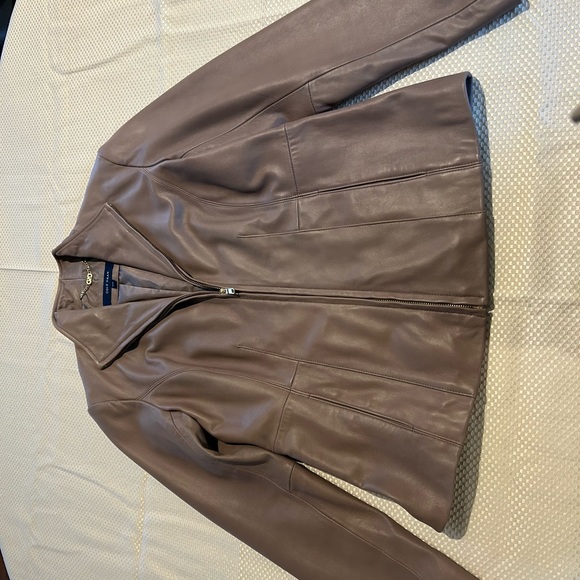 COLE HAAN SIGNATURE Cole Haan Lambskin Leather Jacket Beige - Picture 9 of 10